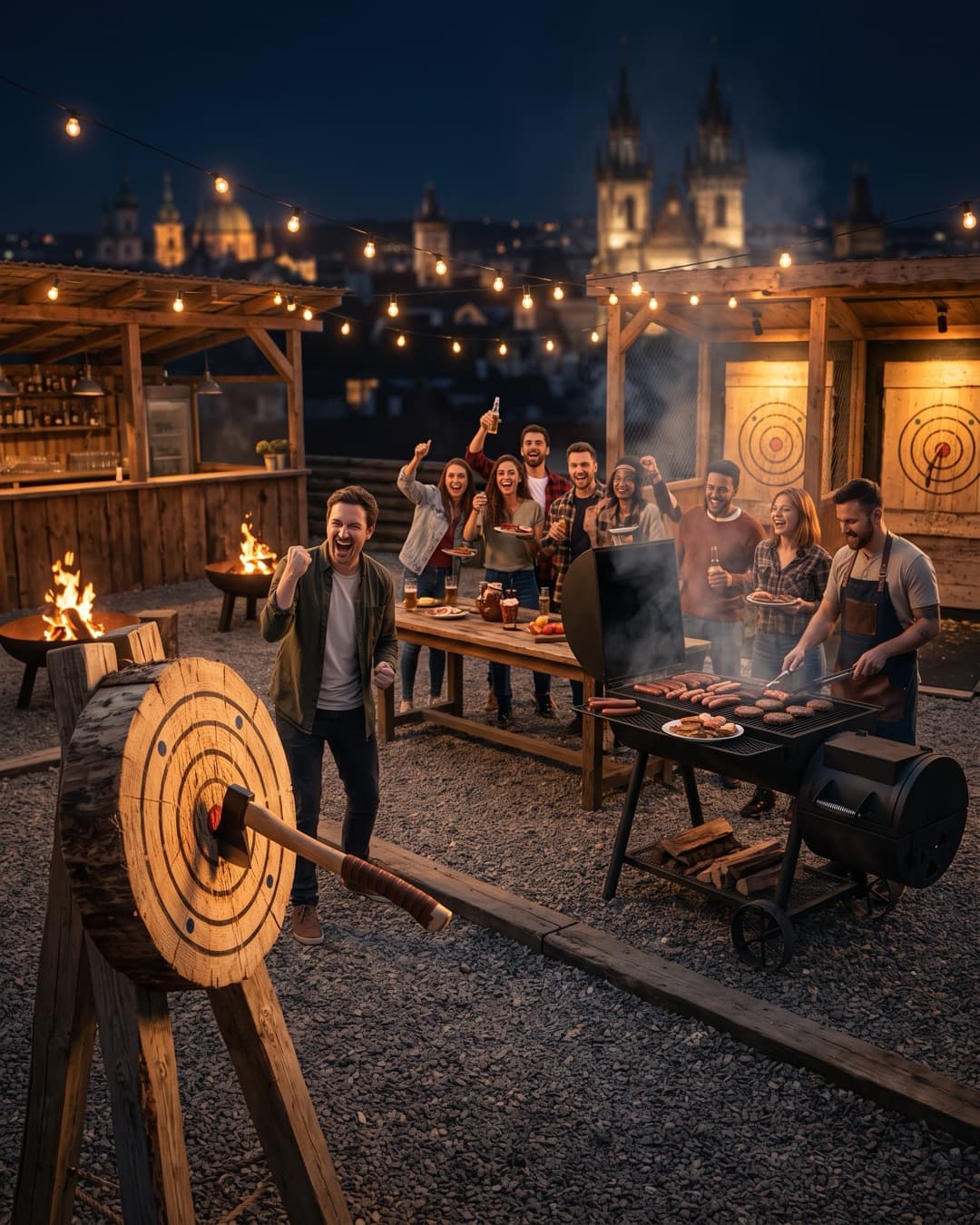 Axe throwing at a target